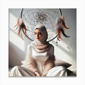 Muslim Woman In White Canvas Print