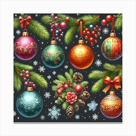 Elegant Christmas Ornaments Collection Canvas Print