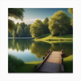 Pier By The Lake 1 Canvas Print