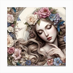 Woman With Flowers Canvas Print