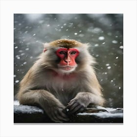 Snow Monkey Canvas Print