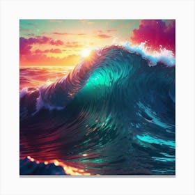 Sunset Ocean Wave 1 Canvas Print
