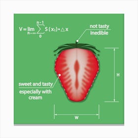 Strawberry Section On A Green Background Canvas Print