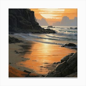 Sunset On The Beach Canvas Print