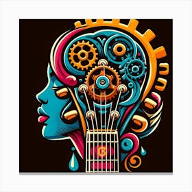 Psychedelic Guitar Head Canvas Print