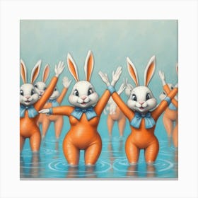 Rabbits In The Water 2 Canvas Print