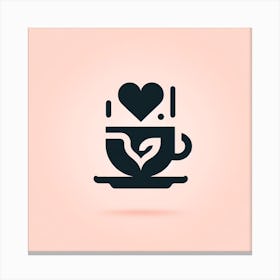 Coffee Cup With Heart Icon Canvas Print