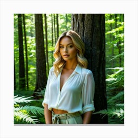 Beautiful Woman In The Forest 13 Canvas Print