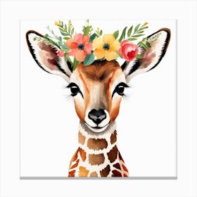 Floral Baby Antelope Nursery Illustration (64) Canvas Print