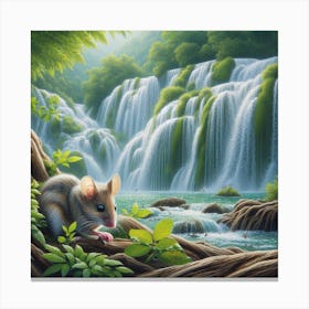 Mouse By The Waterfall Canvas Print