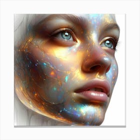 Beauty Face Close Up Detail Drawing With Creative Effects Canvas Print