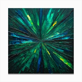 Green Burst Abstract Painting Green and Blue Color Canvas Print