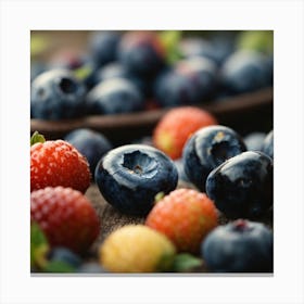 Blueberries And Raspberries Canvas Print