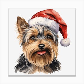 Yorkshire Terrier Christmas Hat 3 Canvas Print