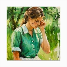 Girl In Green Canvas Print