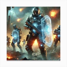 A Futuristic Sci Fi Scene Focusing On Shieldbearer Canvas Print