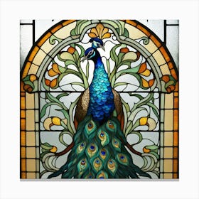 Peacock Stained Glass 2 Canvas Print