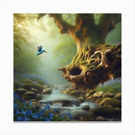 Kingfisher In The Forest 5 Canvas Print