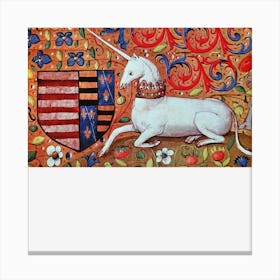 Unicorn ,Fantasy Flowers ,Animals Medieval Heraldic Motifs Canvas Print