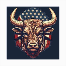 Bull Head American Flag 3 Canvas Print