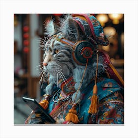 Chinese Cat With Headphones Canvas Print