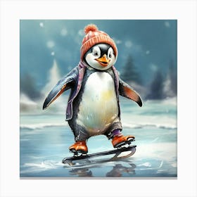 Penguin Skating 3 Canvas Print