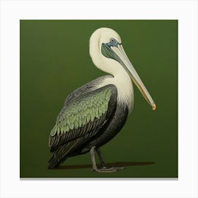 Ohara Koson Inspired Bird Painting Brown Pelican 3 Square Canvas Print