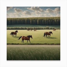 Horses In A Field 7 Canvas Print