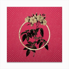Gold Musk Rose Glitter Ring Botanical Art on Viva Magenta n.0170 Canvas Print