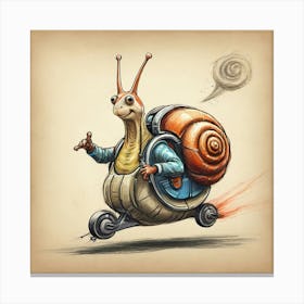 Snail On A Bike 1 Canvas Print