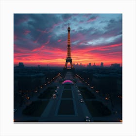 Paris Eiffel Tower At Sunset Canvas Print