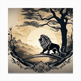 Lion In The Forest 40 Canvas Print