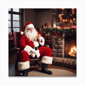 Santa Claus Sitting In Chair Canvas Print