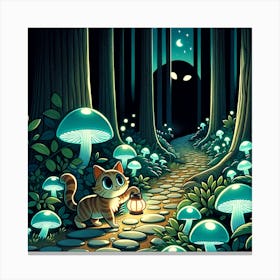 Cat Exploring A Forest Canvas Print