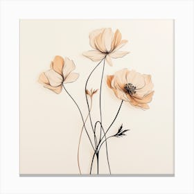 Three Flowers On A Wall Canvas Print