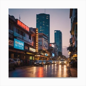 City At Dusk Canvas Print