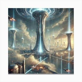 Sky Cities Energy Towers Canvas Print