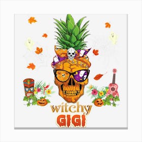 Witchy Gigi Pineapple Skull Aloha Hawaii Halloween Pumpkin Canvas Print