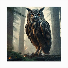 Owl In The Forest 41 Canvas Print