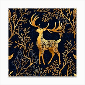 Gold Deer Pattern Art Print Canvas Print