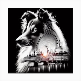 Collie silhouette 7 Canvas Print