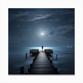 Pier At Night Canvas Print