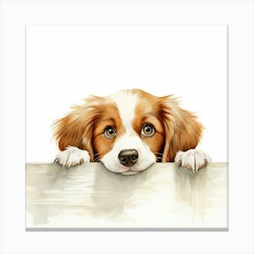 Little Dog Peeking Over The Fence Canvas Print