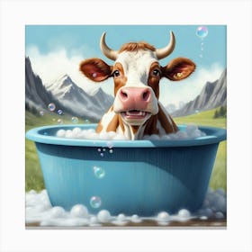 Cow In A Tub 5 Canvas Print