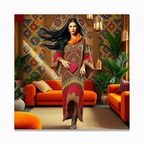 Islamic Woman In Kaftan Canvas Print