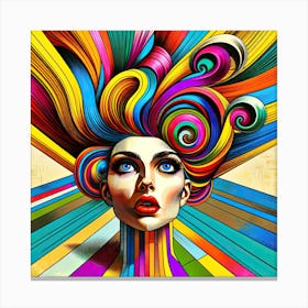 Woman With Colourful Flamboyant Hair Canvas Print