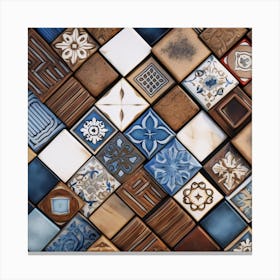 Mosaic Tile Wall Canvas Print