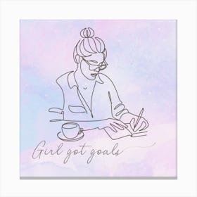 Girl Got Goals Outline Art Print Canvas Print