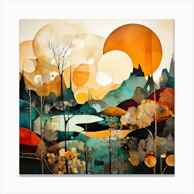 Landscape By Jonathan Wilson, Floral Pattern, Abstract Piece With Organic Shapes And Earthy Colors art print Canvas Print