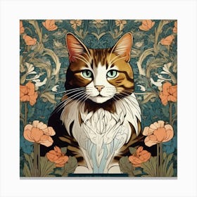 william morris Cat In Flowers Canvas Print